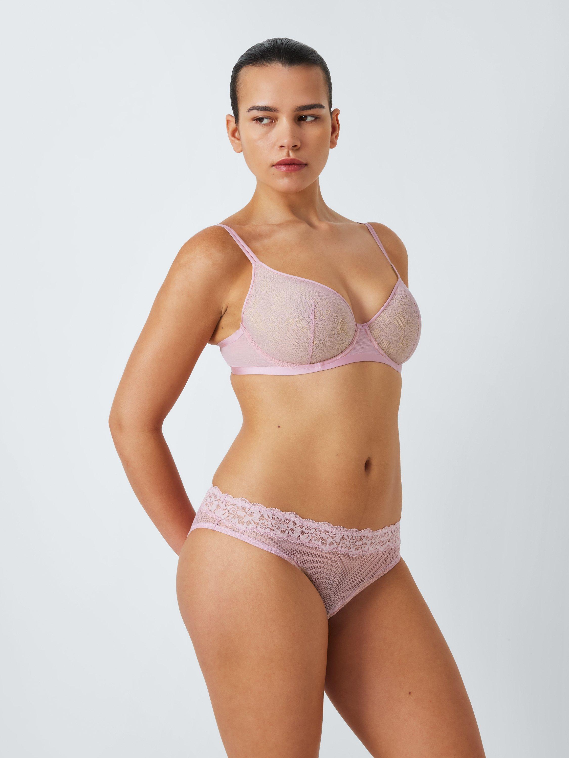 Product image 9 of 10, which shows John Lewis Gabriella Lace Plunge Bra, Pink, 30E