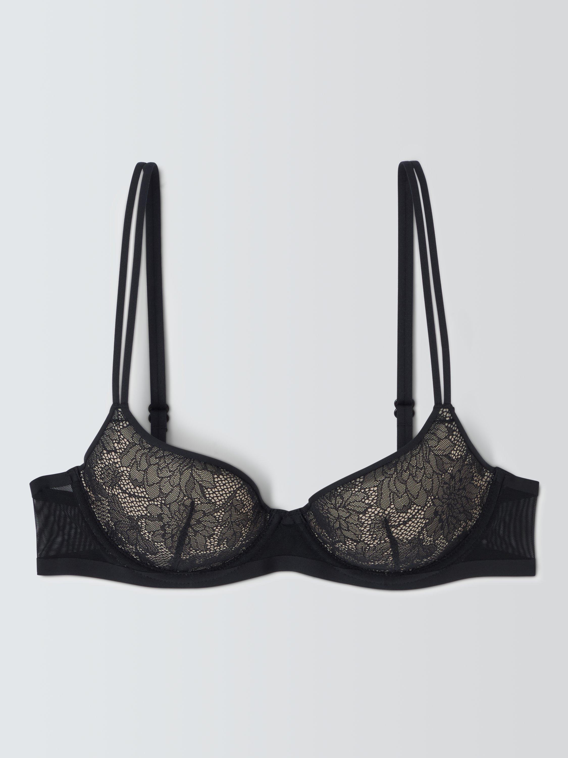Product image 4 of 10, which shows John Lewis Gabriella Lace Plunge Bra, Black, 30B
