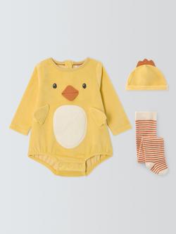 John Lewis Baby Chick Bodysuit, Tights and Hat Dress Up Set, Yellow, Yellow
