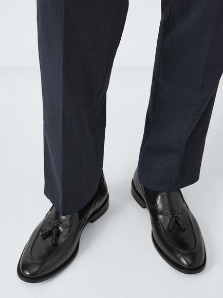 John Lewis Formal Leather Sole Tassel Loafers, Black - view 2, Black