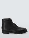 John Lewis Brecon Leather Lace Up Ankle Boots, Black Tumbled