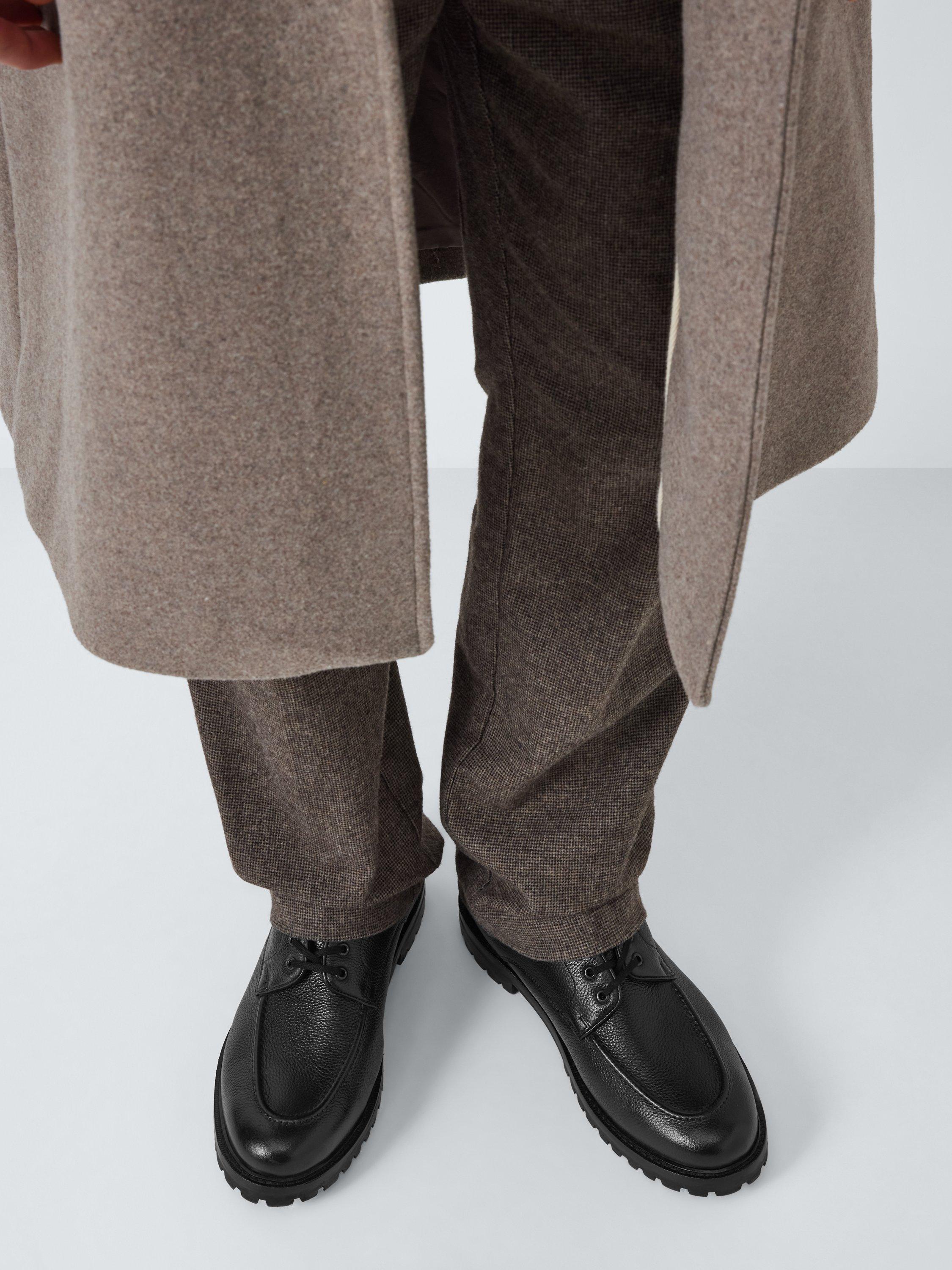 Product image 2 of 5, which shows John Lewis Brecon Leather Lace Up Ankle Boots, Black Tumbled, 12