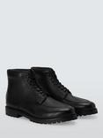 John Lewis Brecon Leather Lace Up Ankle Boots, Black Tumbled