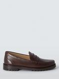 John Lewis Cornell Leather Cleated Sole Loafers, Brown