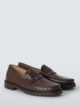 John Lewis Cornell Leather Cleated Sole Loafers, Brown