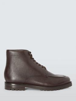 John Lewis Brecon Leather Lace Up Ankle Boots, Brown Tumbed, Brown Tumbed
