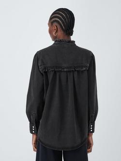 AND/OR Collette Ruffle Denim Top, Washed Black - view 2, Washed Black