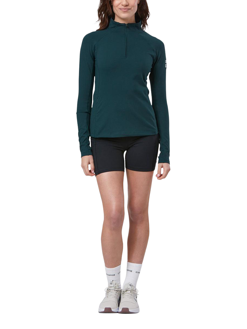 Gym+Coffee Relentless 1/4 Zip Up Top, Moss Green