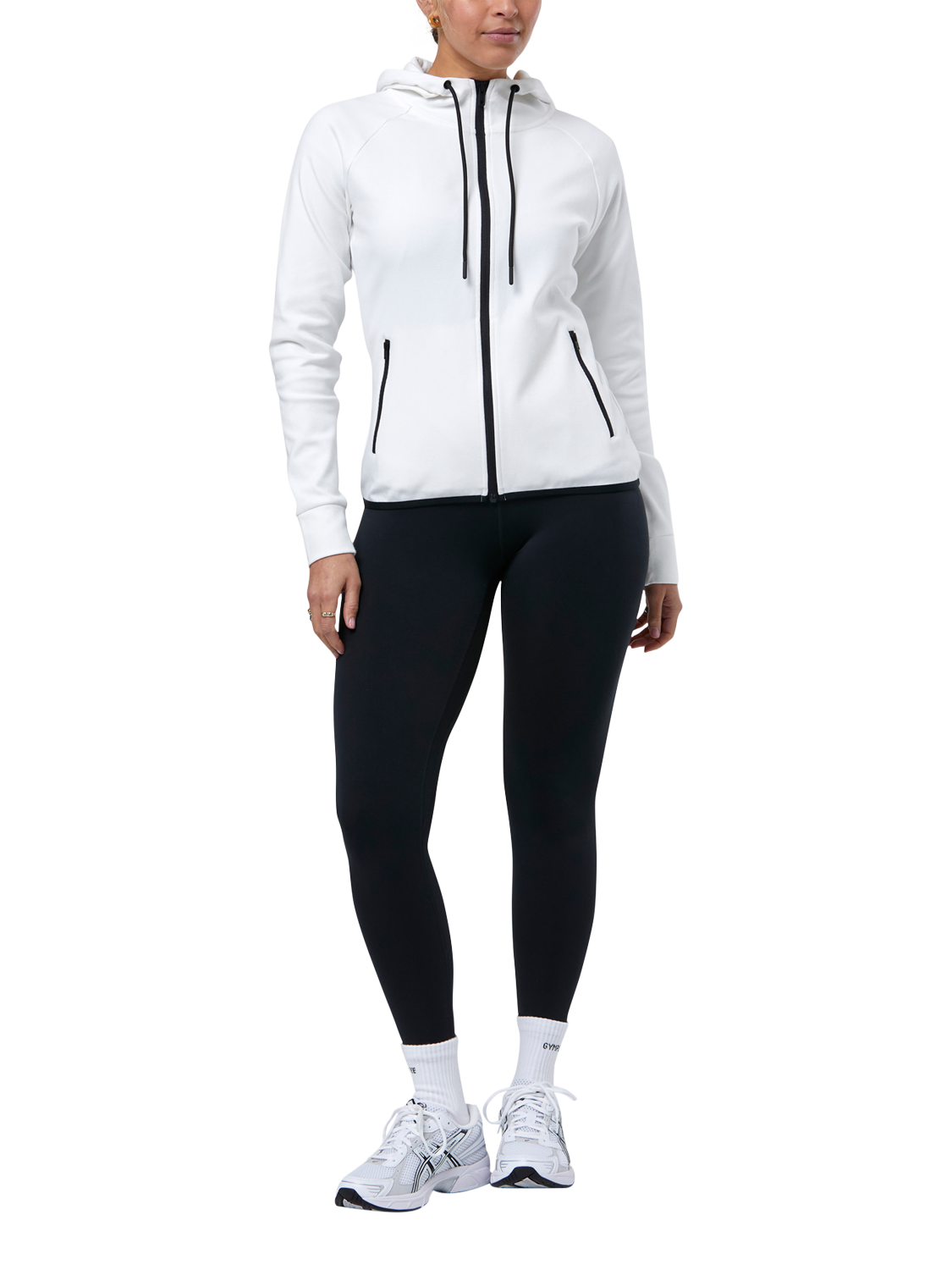 Gym+Coffee Chill Zip Up Hoodie, White