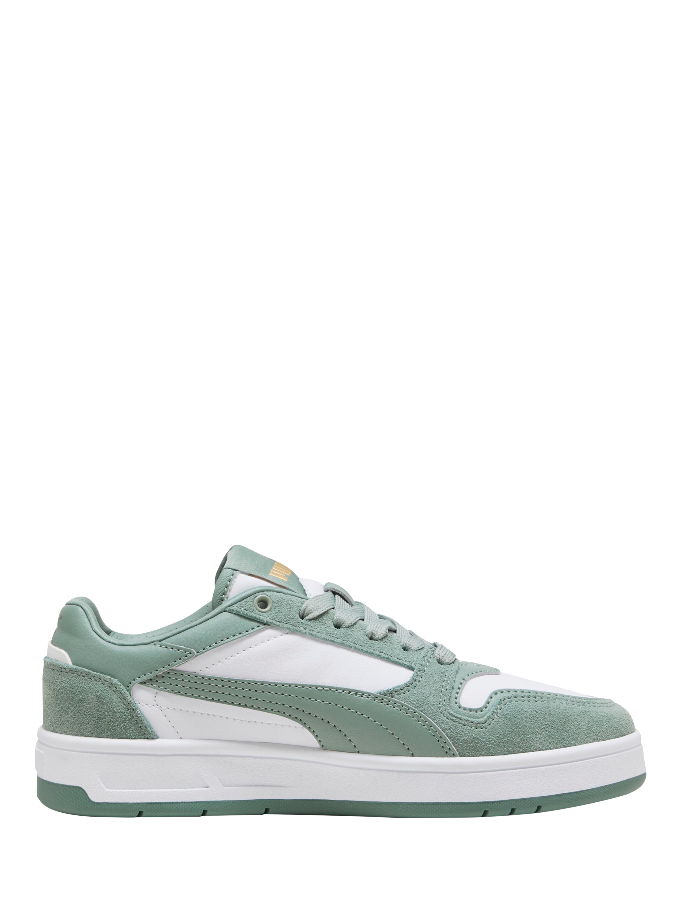 Product image 1 of 5, which shows PUMA Kids' Court Classic Street Lace-Up Trainers, Green Moon/White, 3