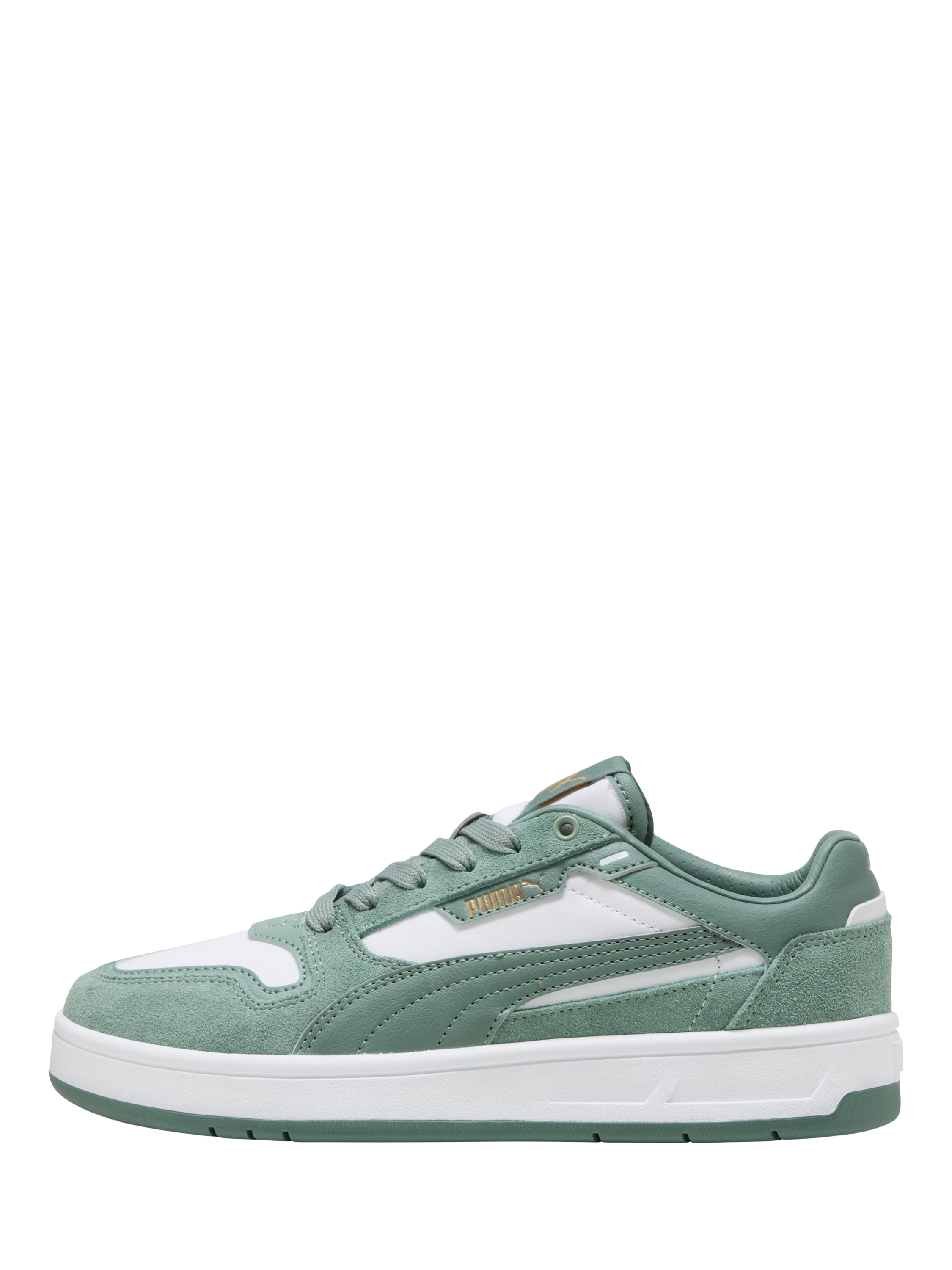 Product image 3 of 5, which shows PUMA Kids' Court Classic Street Lace-Up Trainers, Green Moon/White, 3