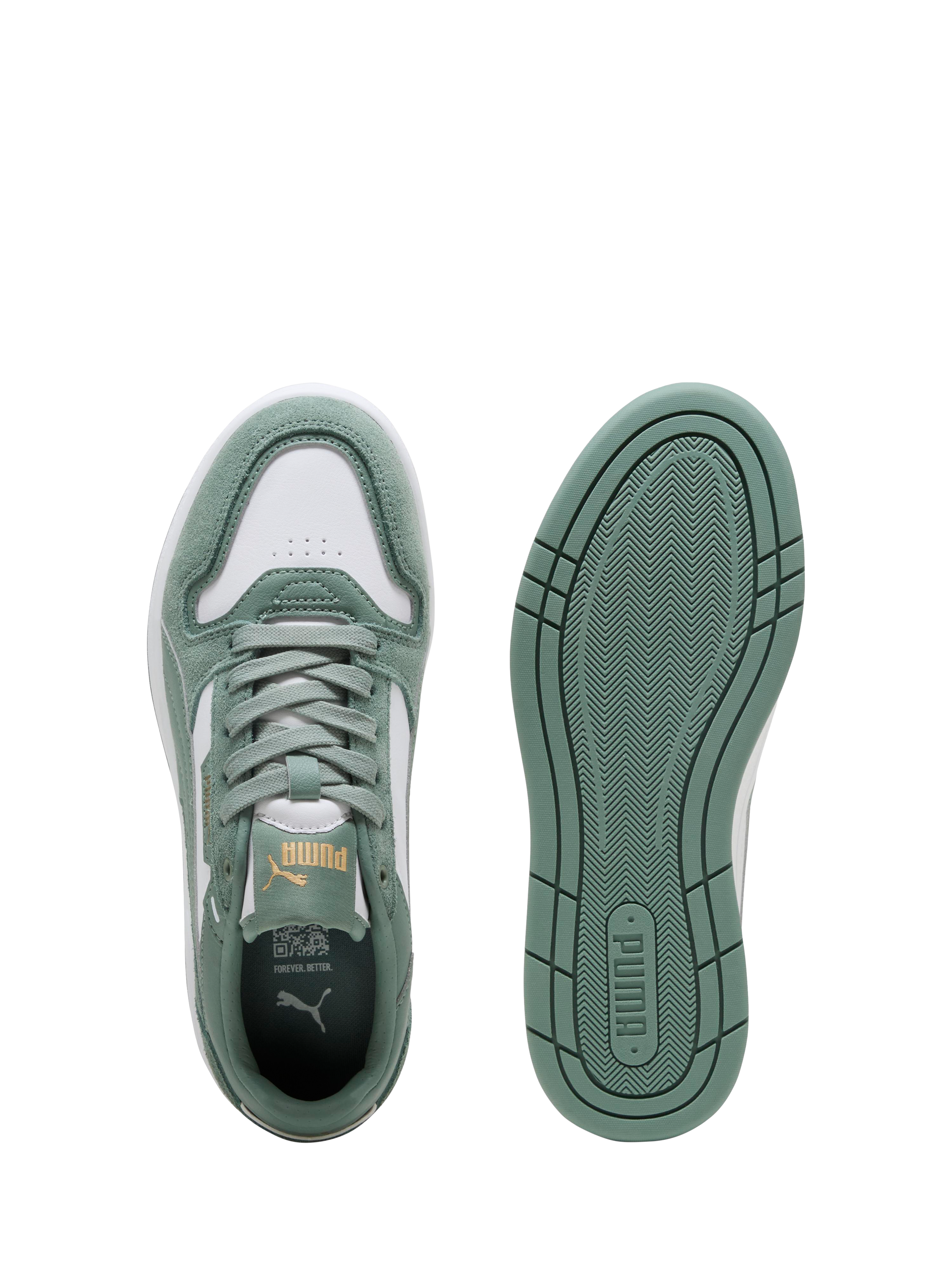 Product image 5 of 5, which shows PUMA Kids' Court Classic Street Lace-Up Trainers, Green Moon/White, 3