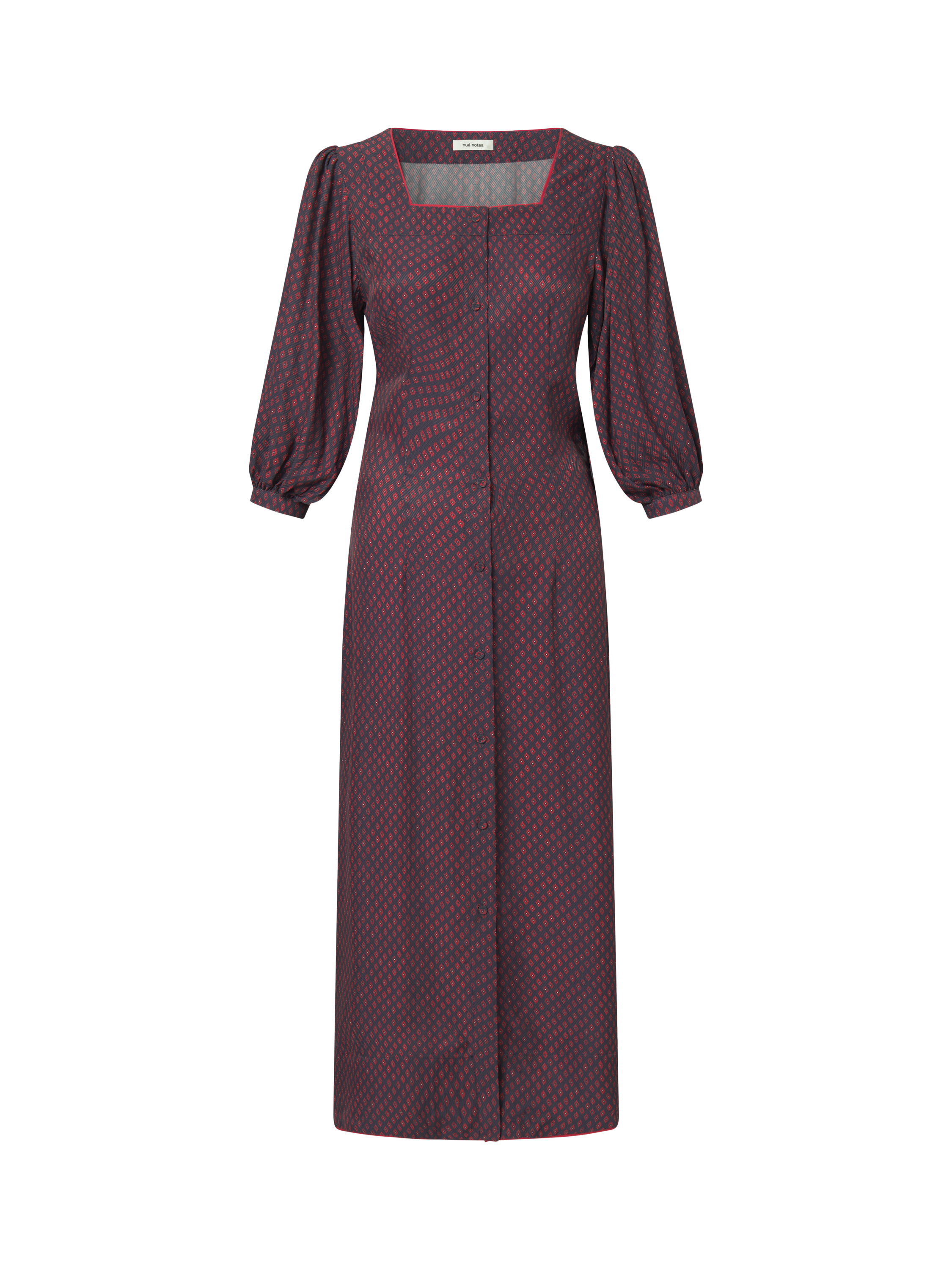 Product image 4 of 7, which shows nué notes Kavala Puff Sleeve Dress, Scarf Red, 8