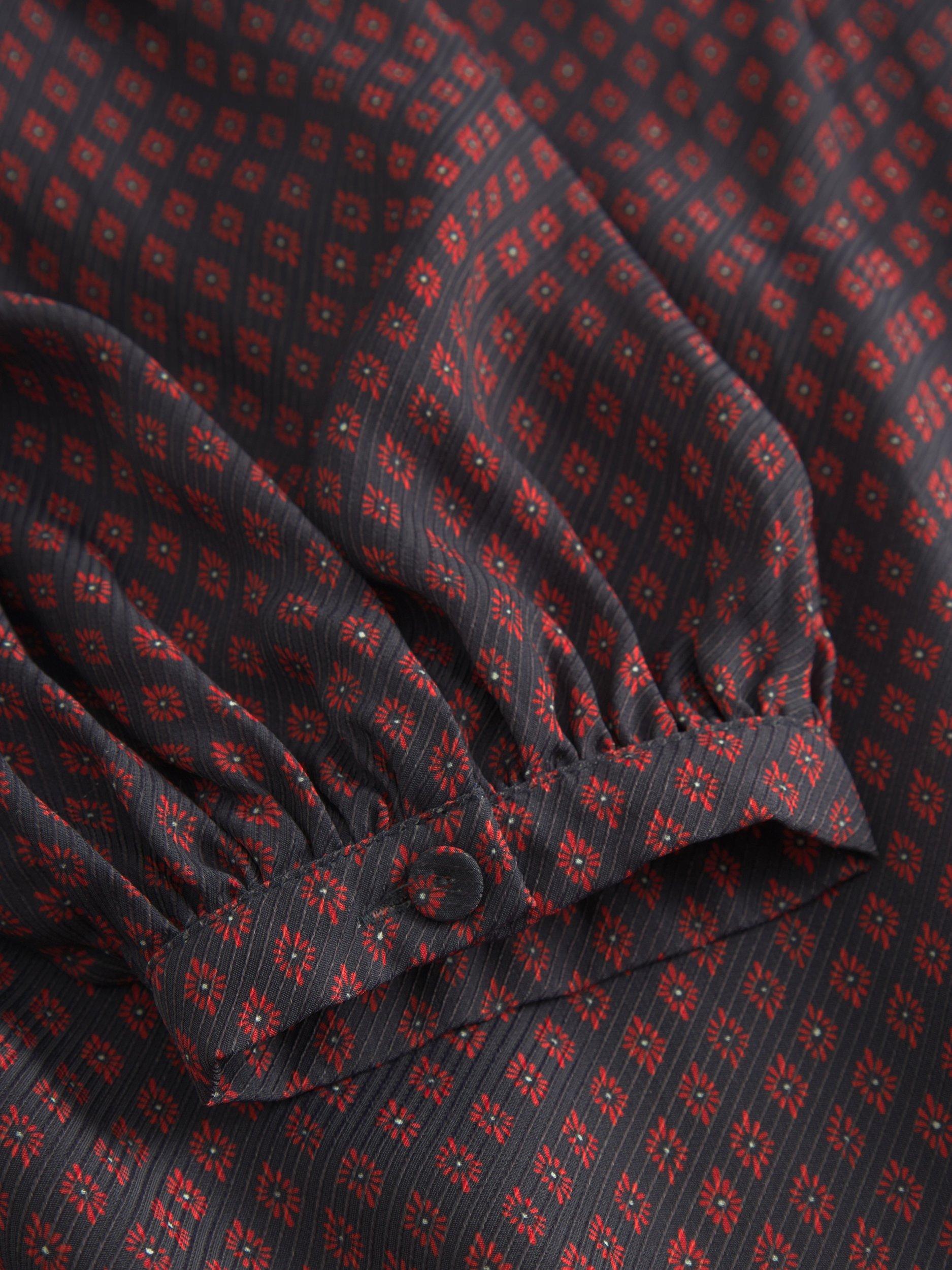 Product image 6 of 7, which shows nué notes Kavala Puff Sleeve Dress, Scarf Red, 8