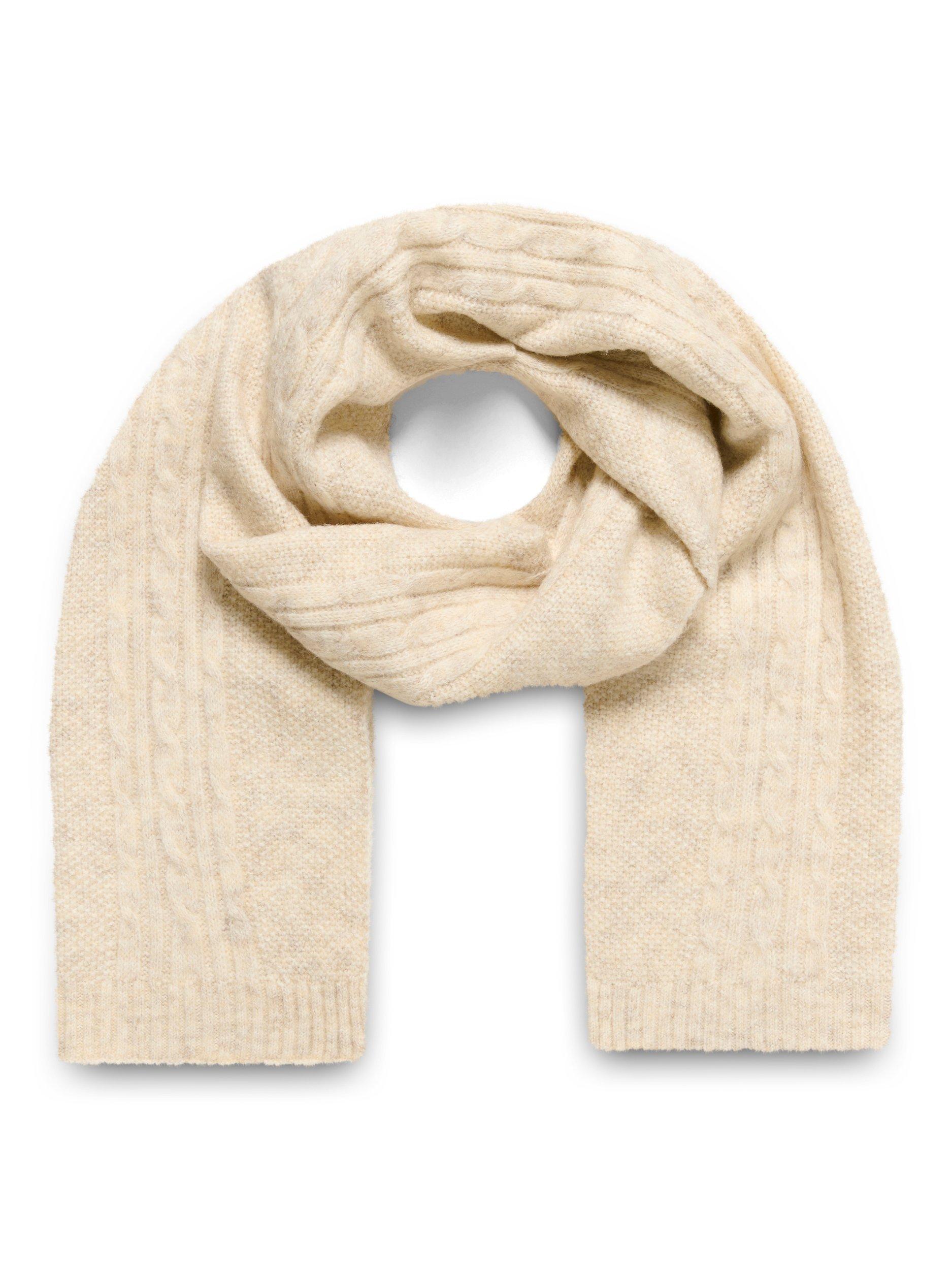 KAFFE Gabby Cable Knit Scarf, Natural Cream