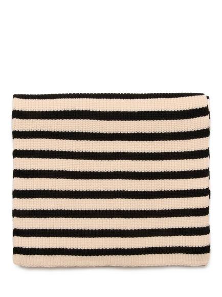 KAFFE Nia Stripe Scarf, Sand Dollar/Black - view 2, Sand Dollar/Black