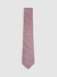 Reiss Albarese Silk Geometric Tie, Dusty Pink