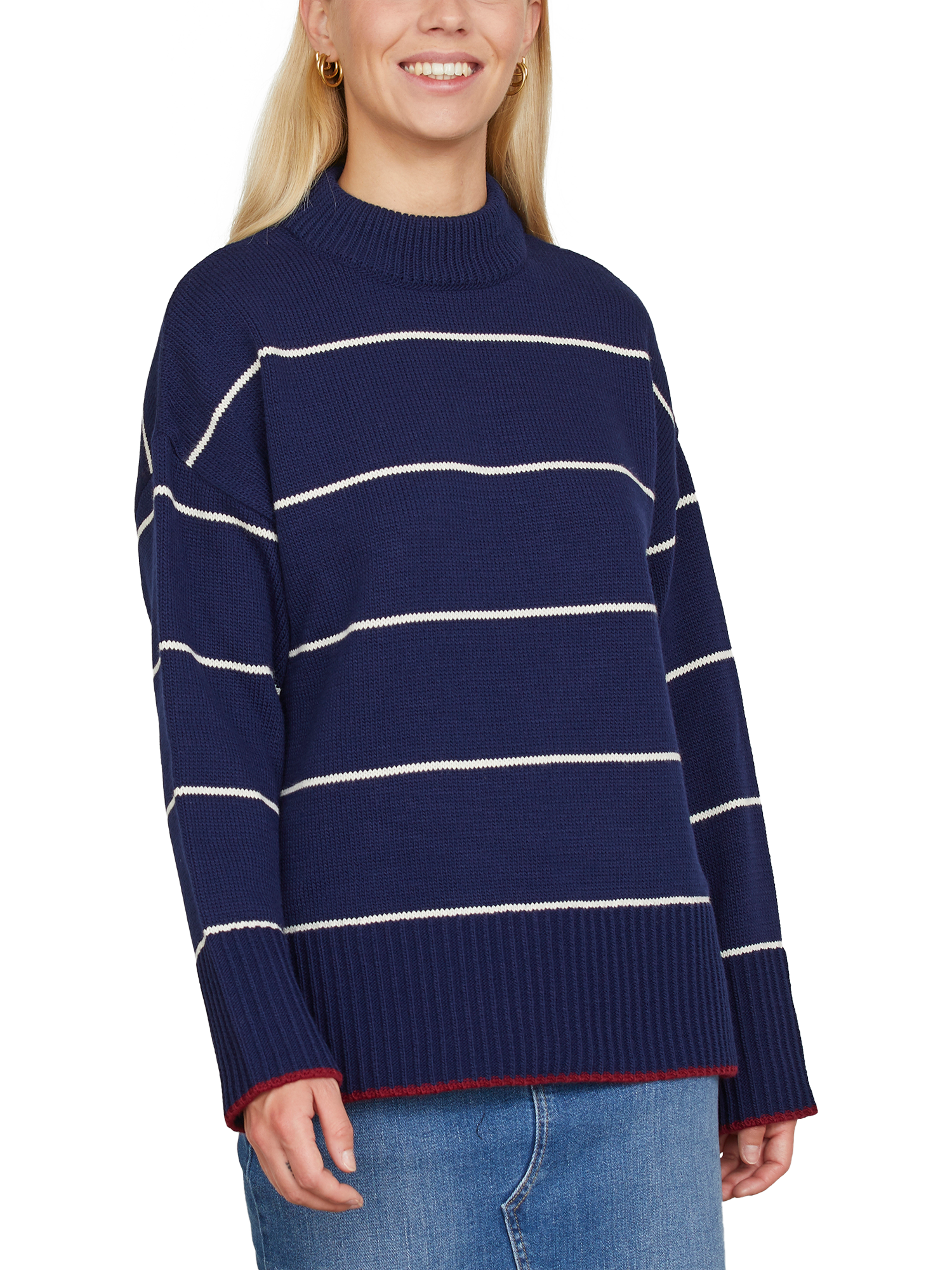Sisters Point Miba Stripe Oversized Jumper, Navy/Ivory