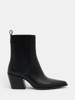 HUSH Leather Western Chelsea Boots, Black, Black