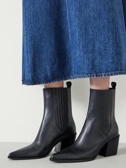 HUSH Leather Western Chelsea Boots, Black - view 2, Black