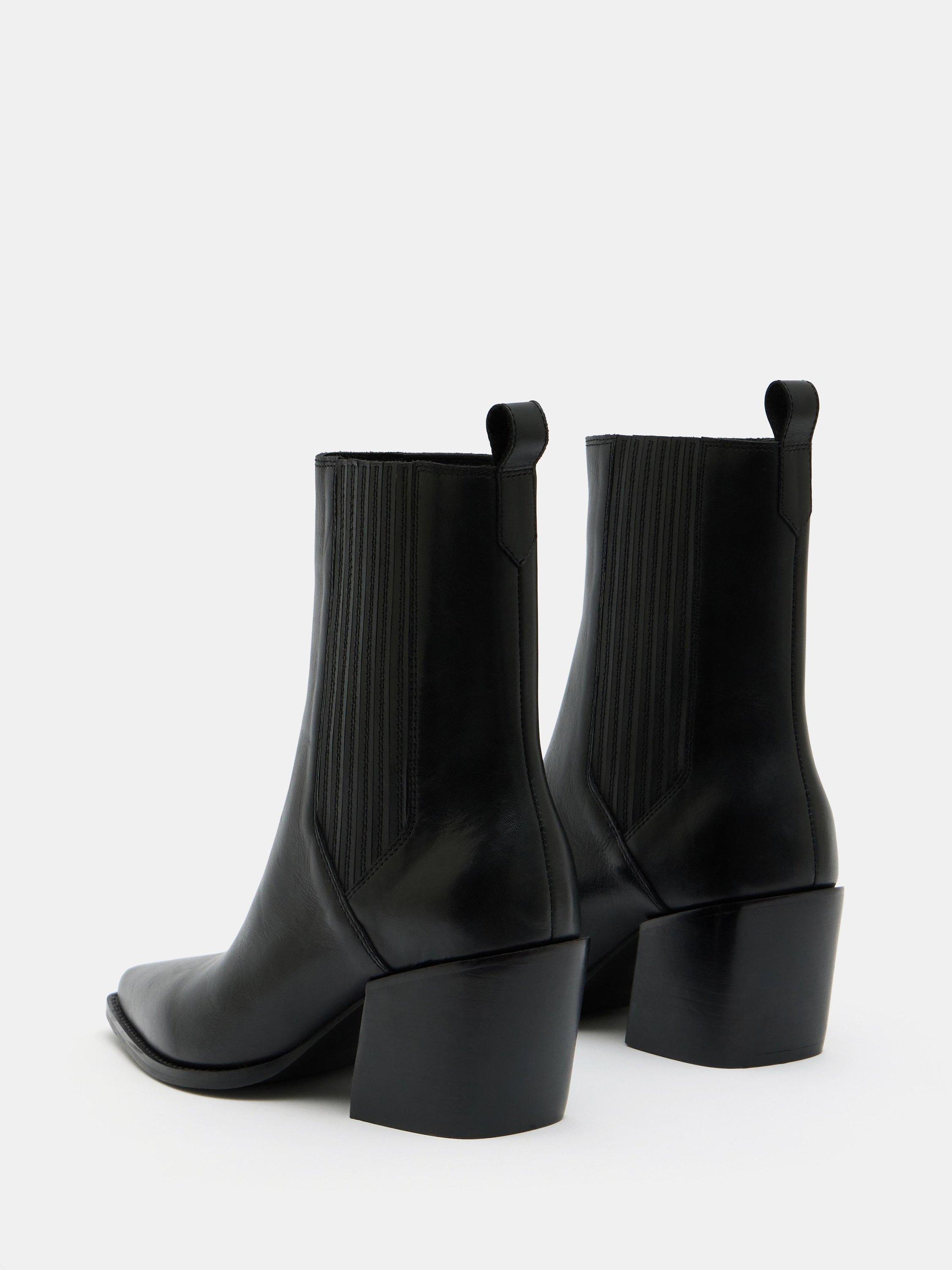 Product image 4 of 5, which shows HUSH Leather Western Chelsea Boots, Black, 3