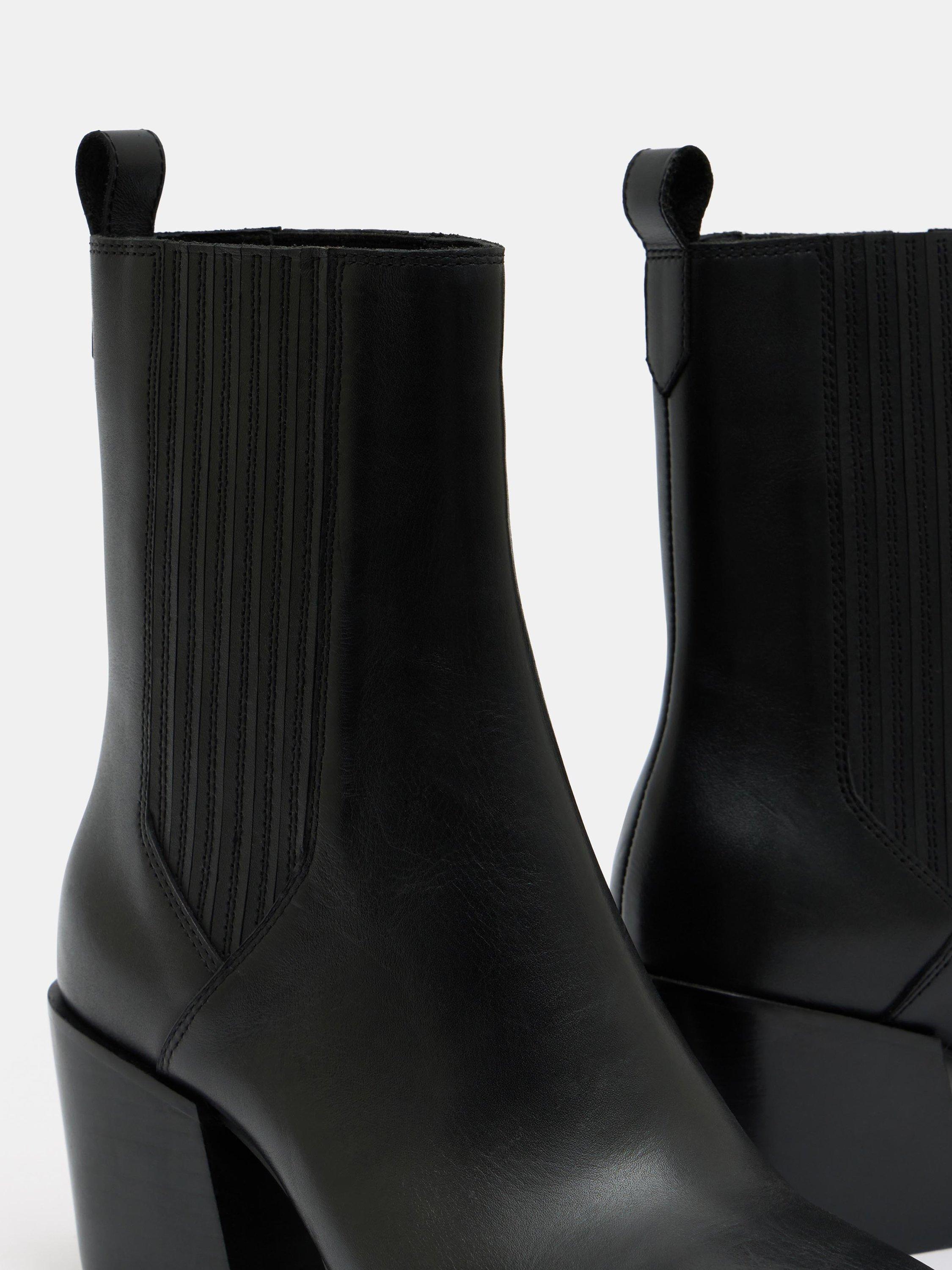 Product image 5 of 5, which shows HUSH Leather Western Chelsea Boots, Black, 3
