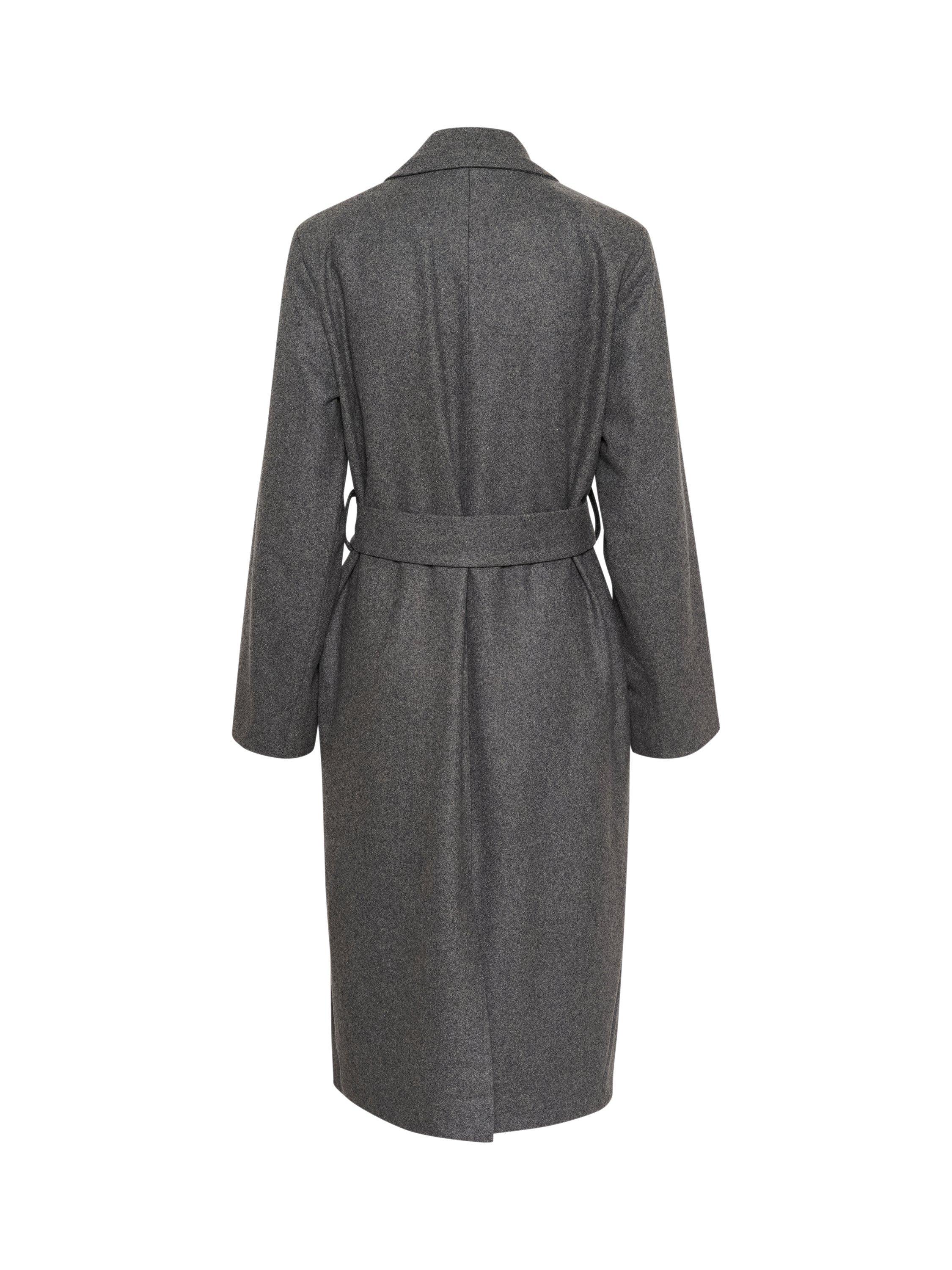 Product image 5 of 5, which shows KAFFE Fanny Long Trench Coat, Grey Melange, 14