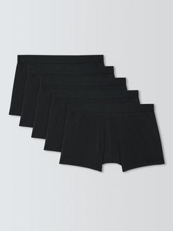 John Lewis Cotton Rich Jersey Trunks, Pack of 5, Black, Black
