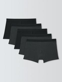 John Lewis Cotton Rich Jersey Trunks, Pack of 5, Grey Multi Grey, Grey Multi Grey