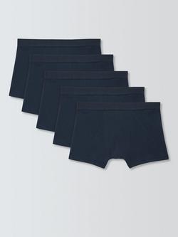 John Lewis Cotton Rich Jersey Trunks, Pack of 5, Blue Navy, Blue Navy