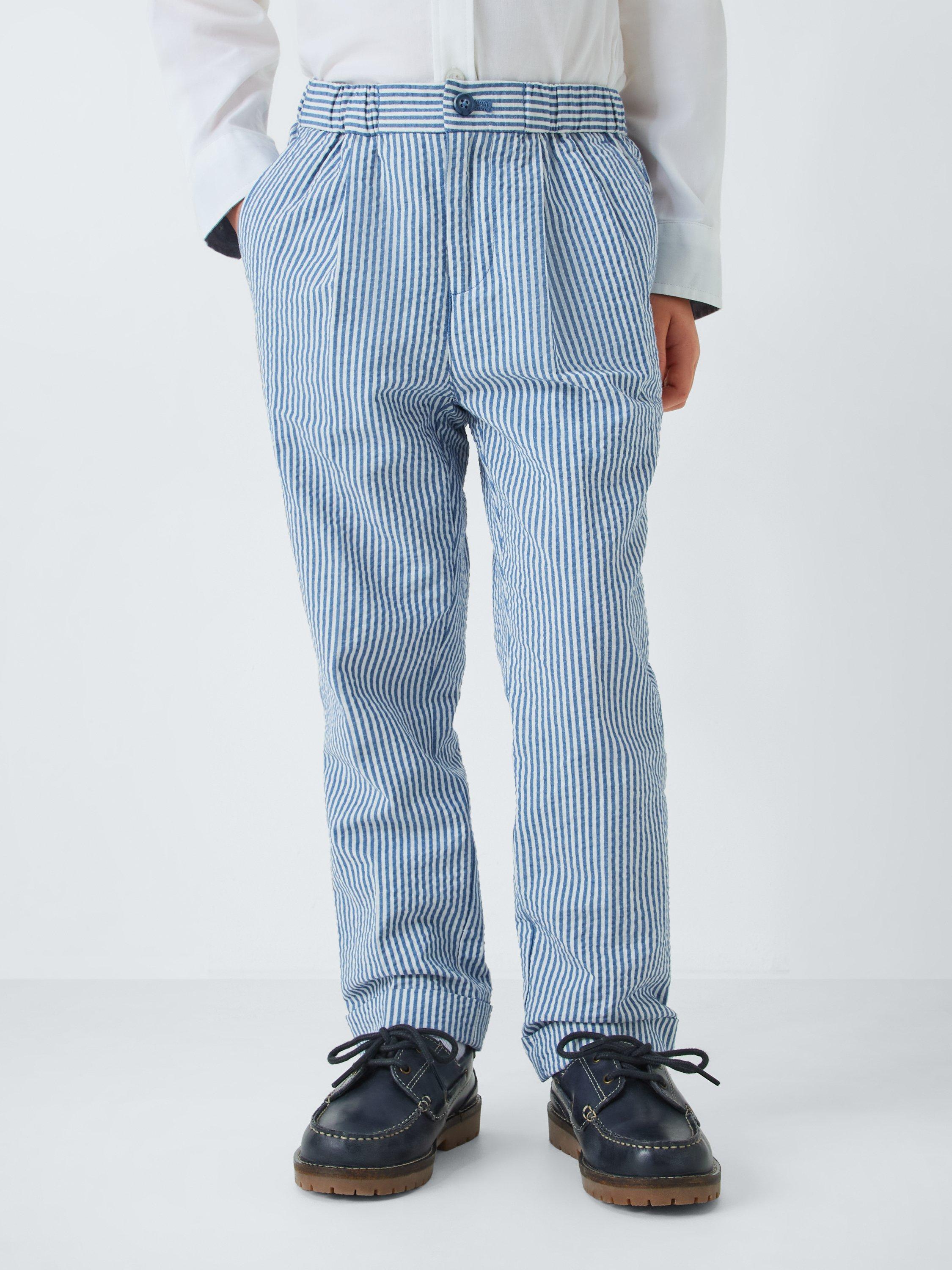 Product image 1 of 7, which shows John Lewis Heirloom Collection Kids' Stripe Seersucker Cotton Trousers, Multi, 6 years