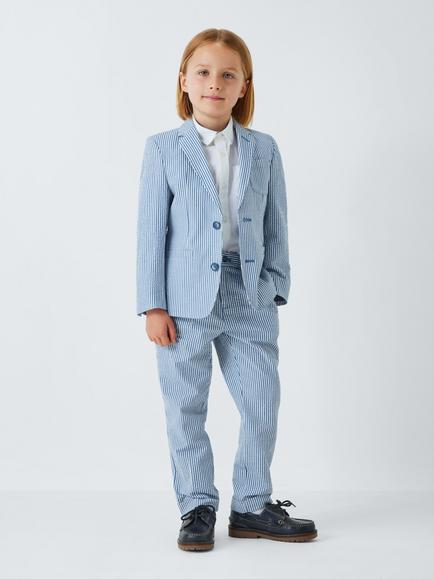 John Lewis Heirloom Collection Kids' Stripe Seersucker Cotton Trousers, Multi - view 2, Multi