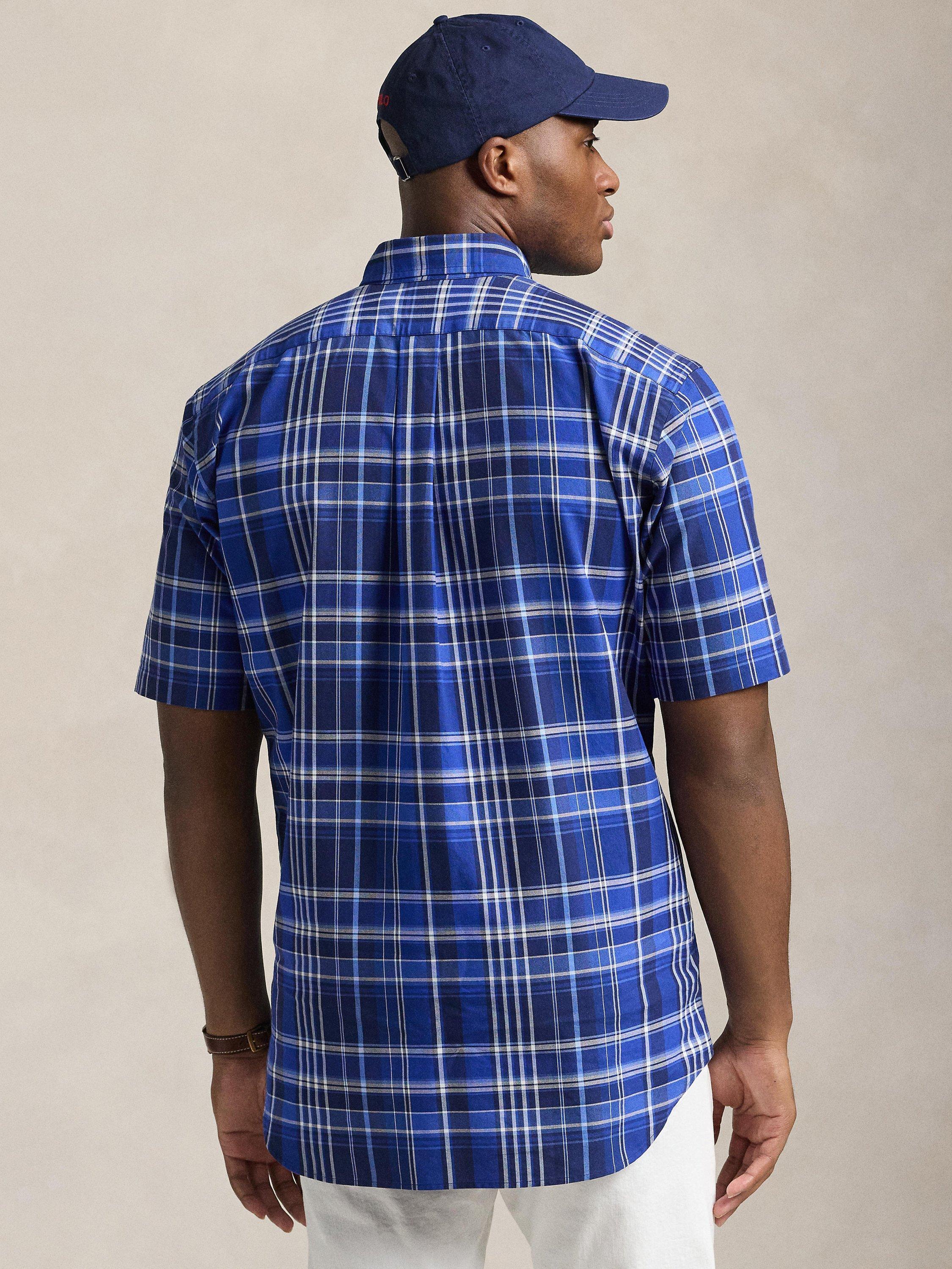 Product image 2 of 5, which shows Polo Ralph Lauren Cotton Regular Fit Tartan Shirt, 6271 Blue Multi, 1XB