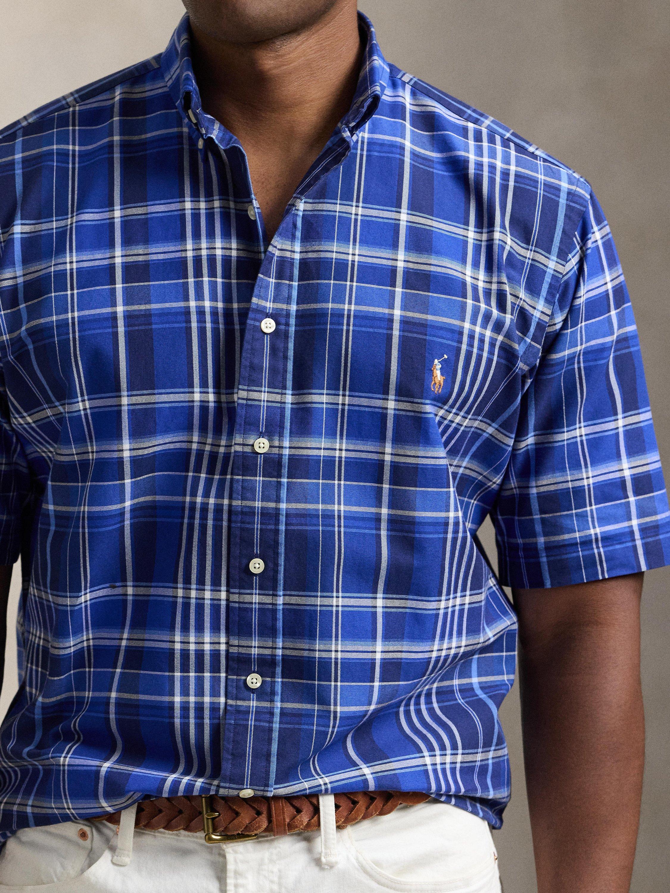 Product image 3 of 5, which shows Polo Ralph Lauren Cotton Regular Fit Tartan Shirt, 6271 Blue Multi, 1XB