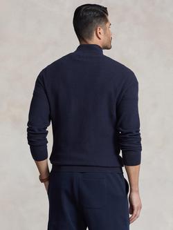 Ralph Lauren Big & Tall Half Zip Cotton Knit Jumper, Navy - view 2, Navy Htr