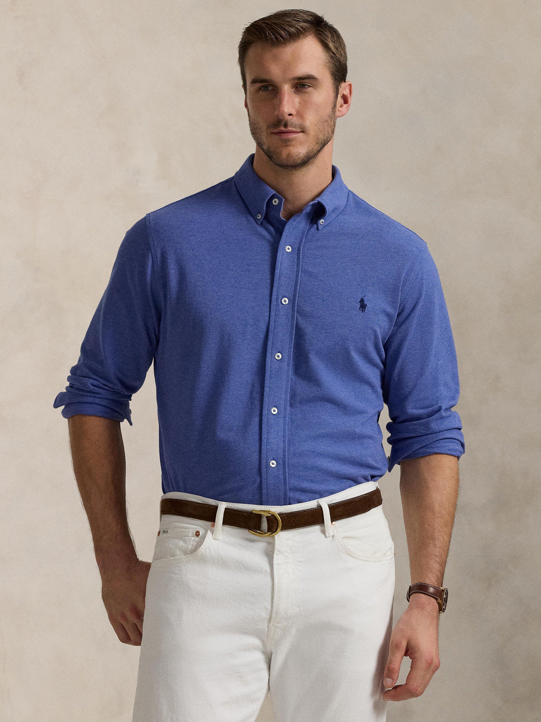 Product image 1 of 5, which shows Polo Ralph Lauren Cotton Regular Fit Shirt, Faded Ryl Hthr/C7927, 1XB