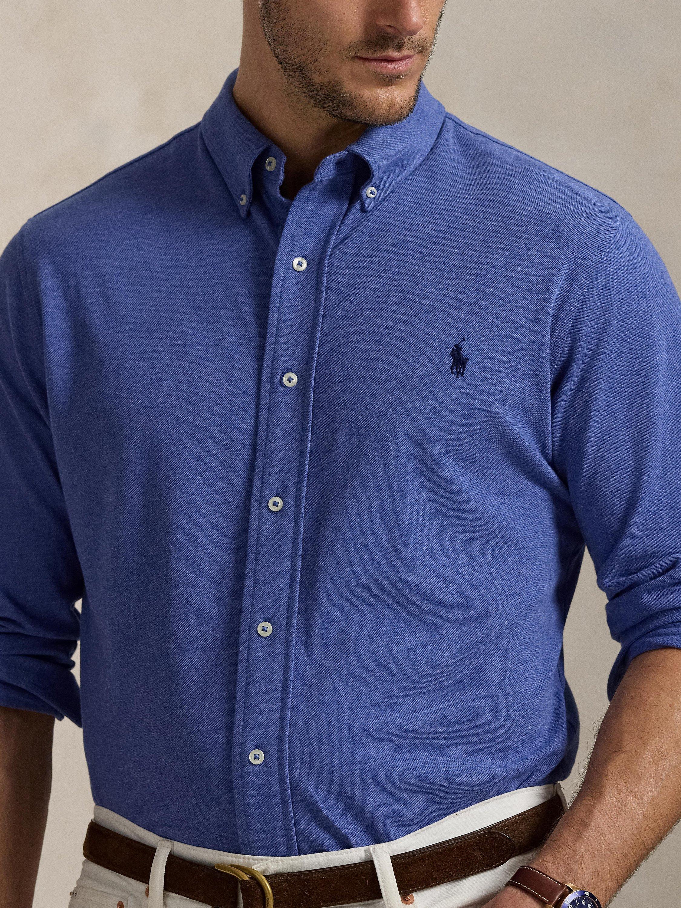 Product image 3 of 5, which shows Polo Ralph Lauren Cotton Regular Fit Shirt, Faded Ryl Hthr/C7927, 1XB