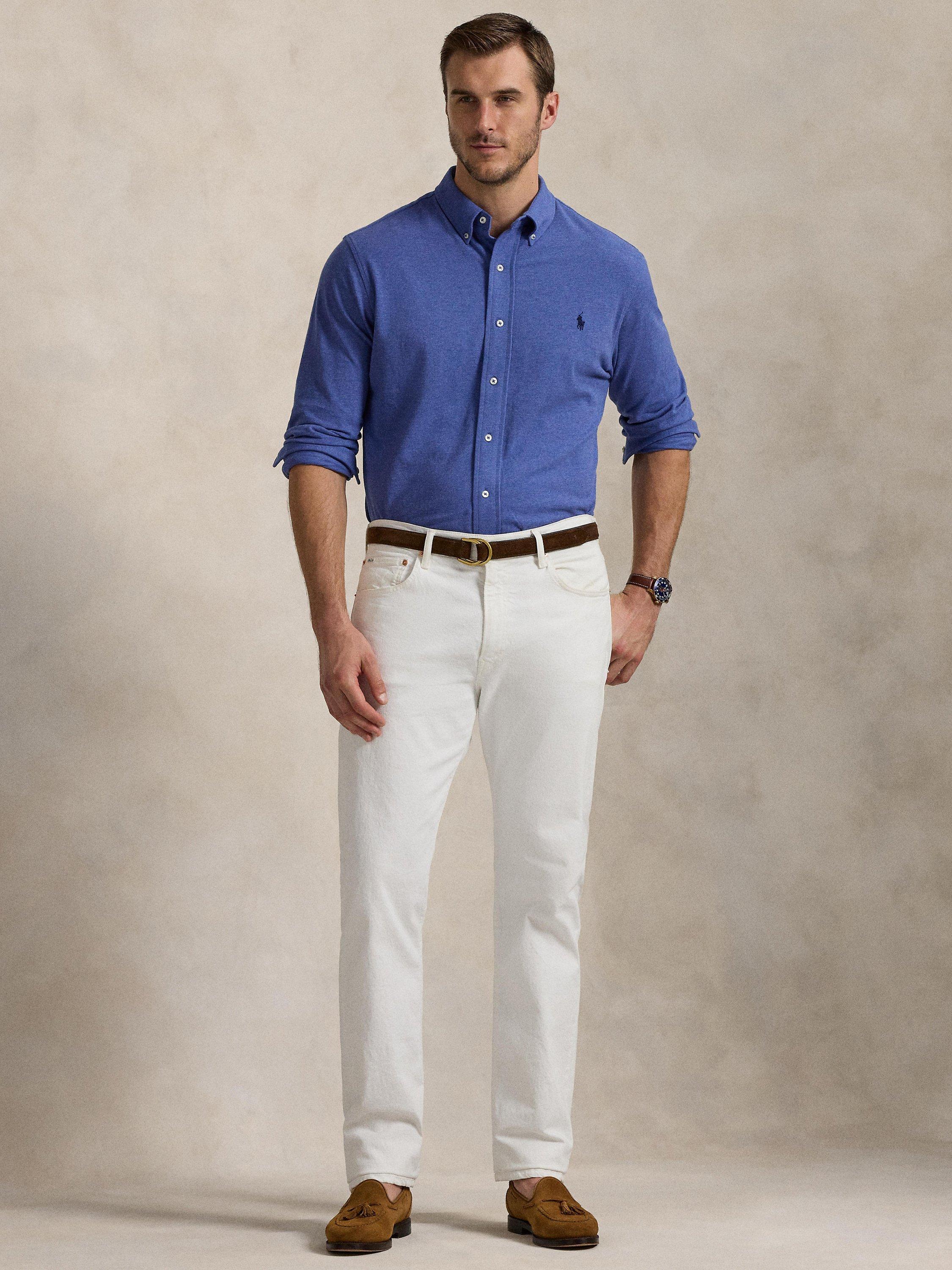 Product image 4 of 5, which shows Polo Ralph Lauren Cotton Regular Fit Shirt, Faded Ryl Hthr/C7927, 1XB