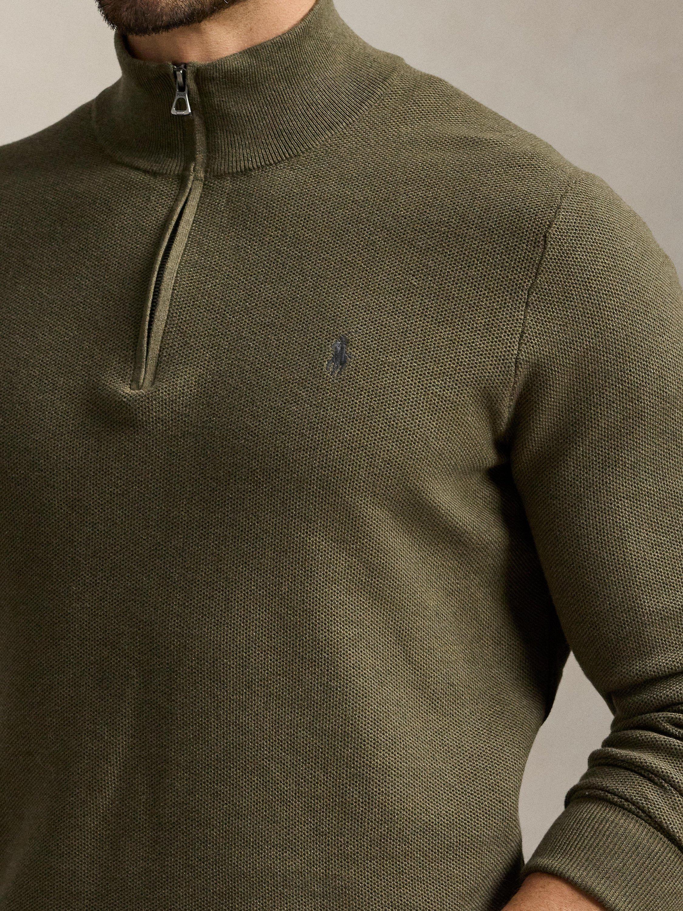 Product image 3 of 5, which shows Polo Ralph Lauren Big & Tall Half-Zip Sweater, Cargo Olive/Heather, 4XB