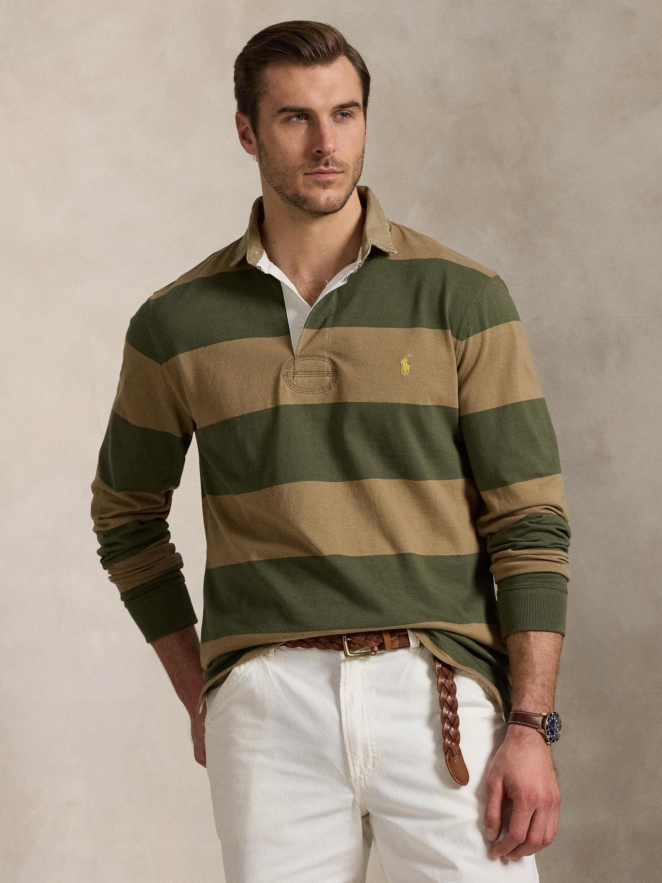 Polo Ralph Lauren Big Tall Striped Rugby Shirt New Olive Mint Khaki