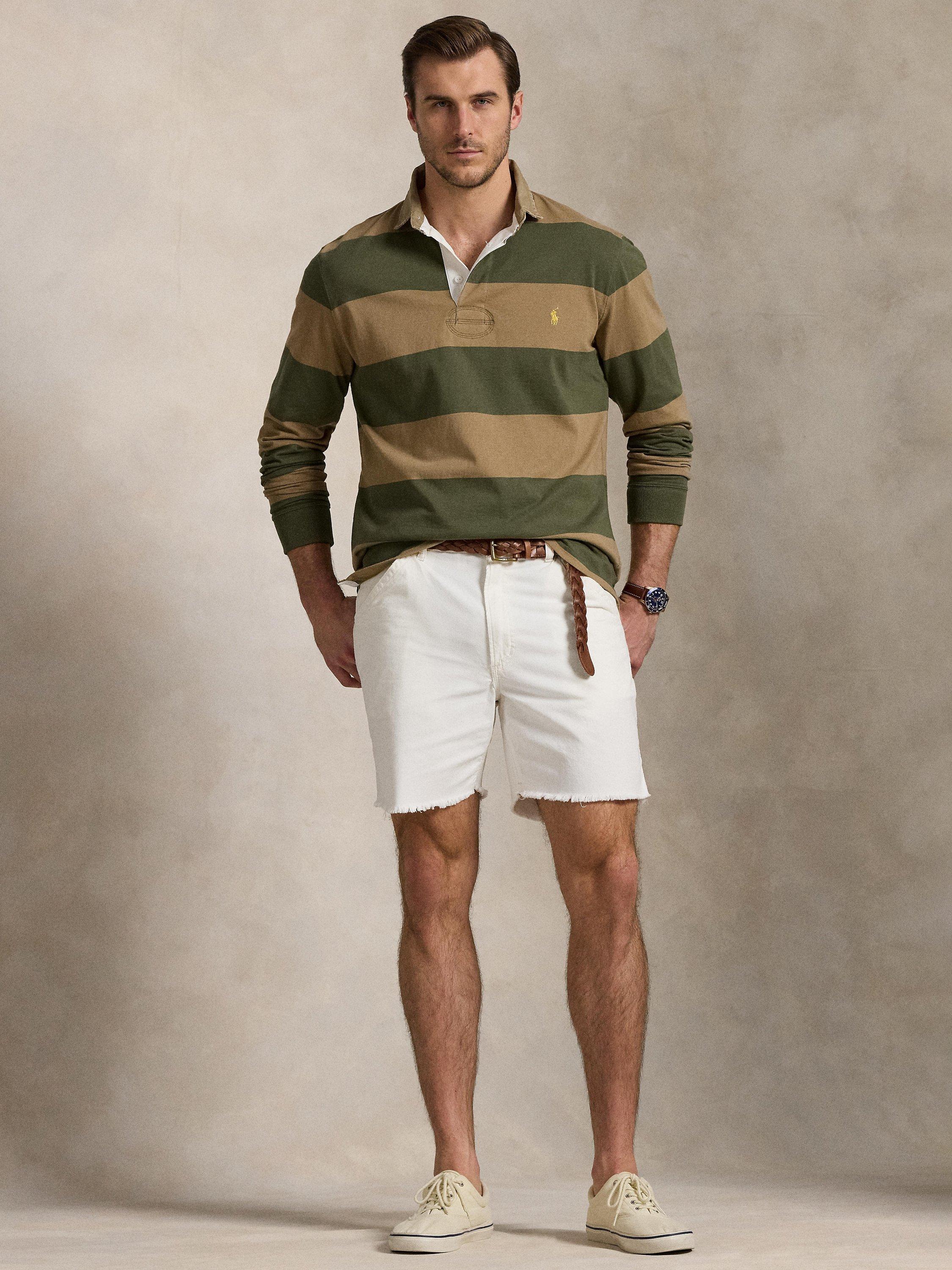 Product image 4 of 5, which shows Polo Ralph Lauren Big & Tall Striped Rugby Shirt, New Olive/Mint Khaki, 1XB