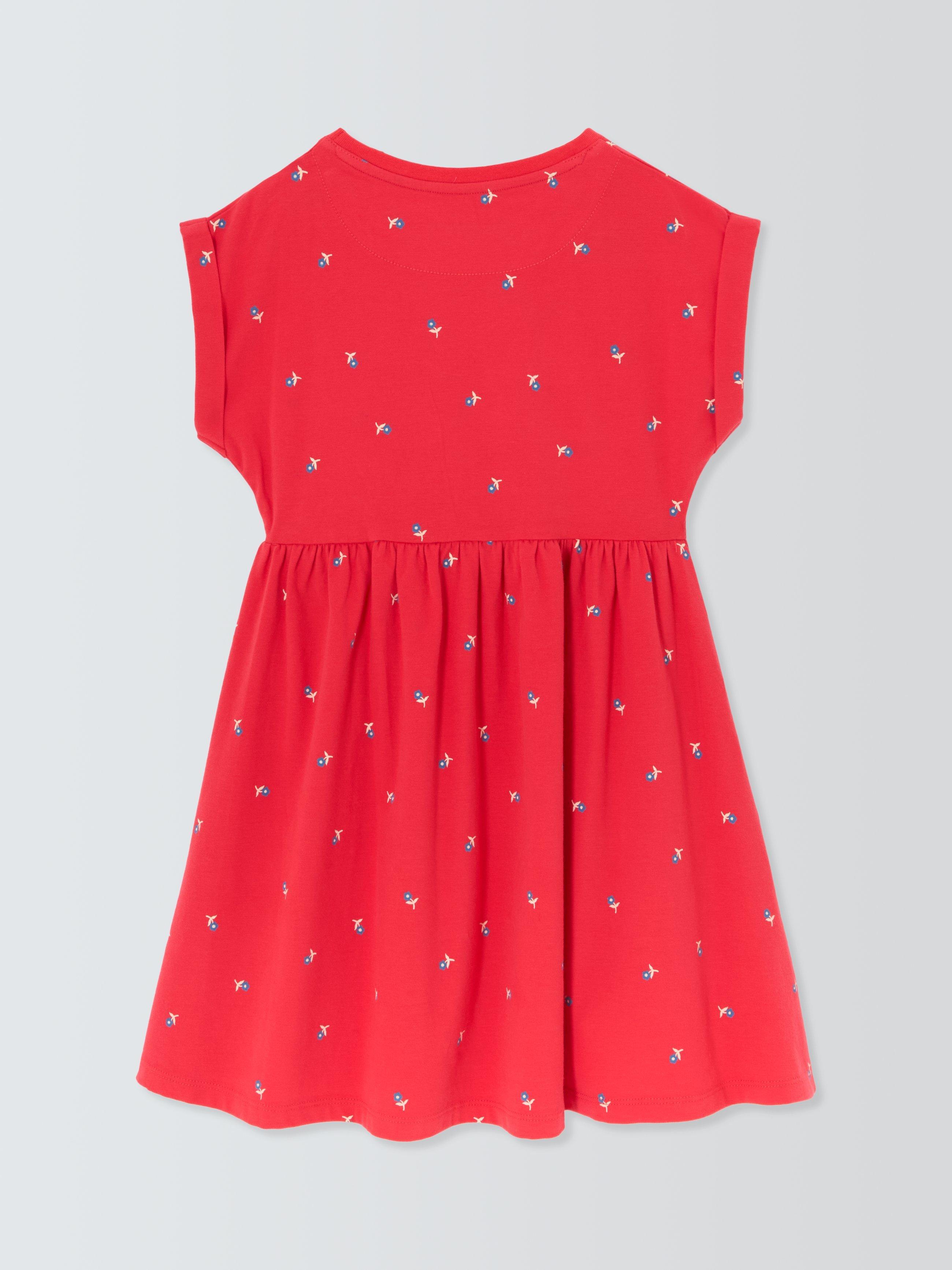 Product image 7 of 7, which shows John Lewis Kids' Flower Jersey Dress, Red/Multi, 2 years