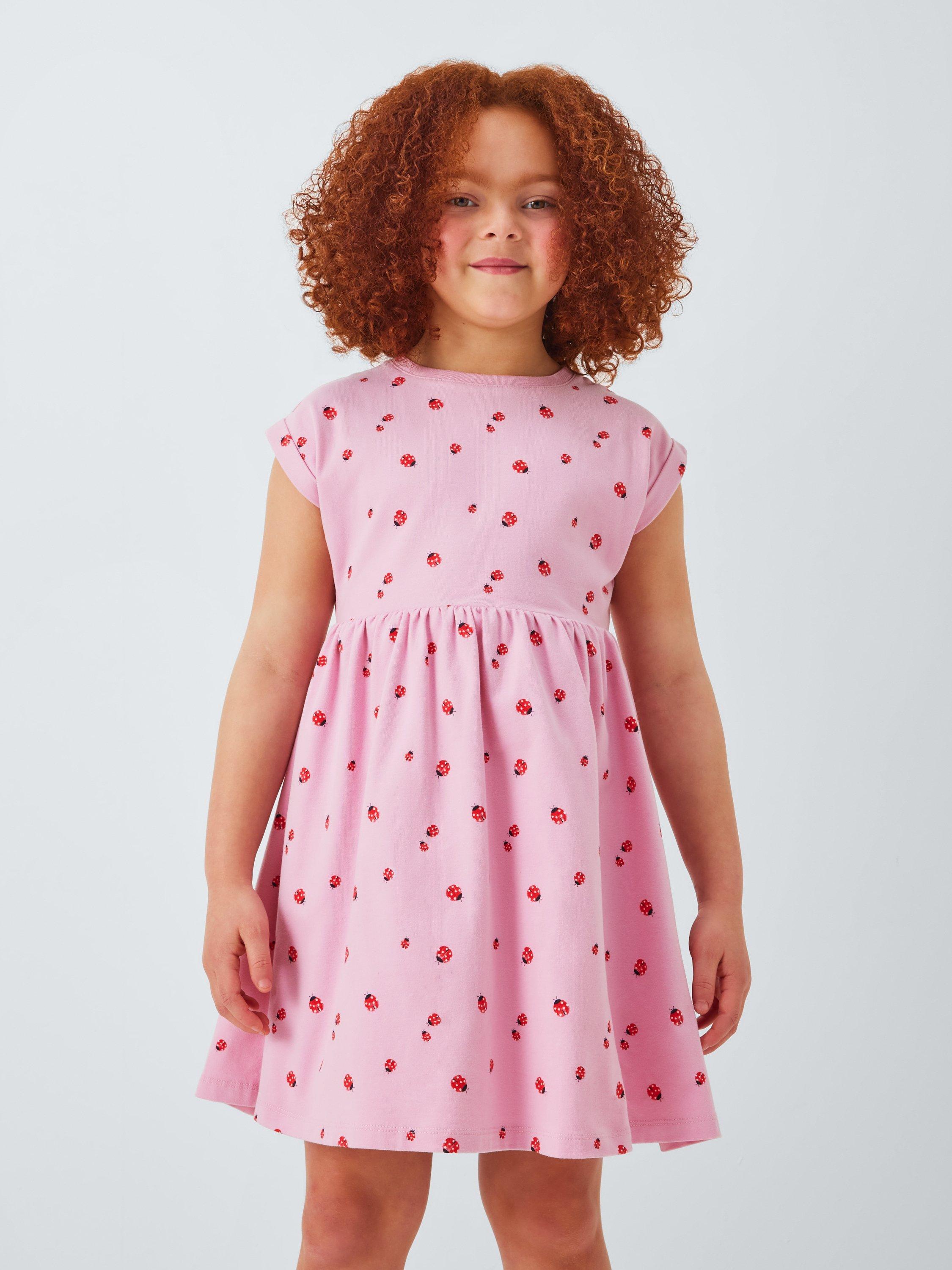 John Lewis Kids' Ladybird Jersey Dress, Pink/Multi