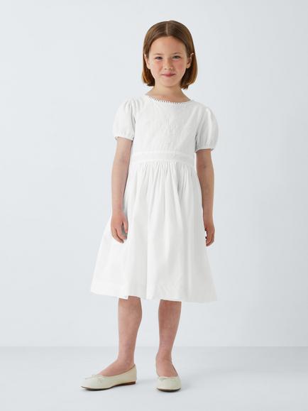 John Lewis Heirloom Collection Kids' Floral Embroidered Bridesmaid Dress, White - view 2, White