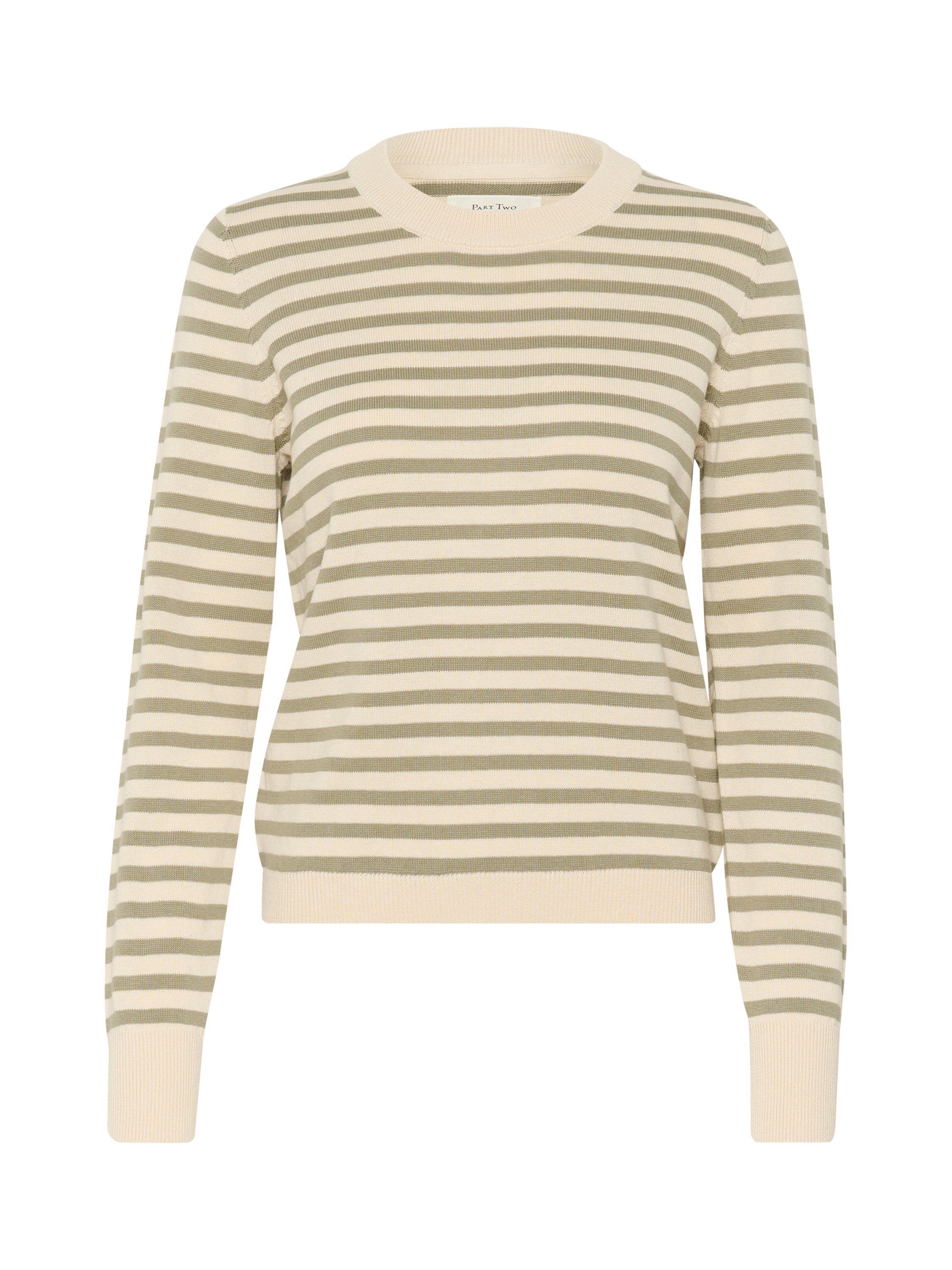 Part Two Gertie Stripe Organic Cotton Jumper, Vetiver Green Stripe