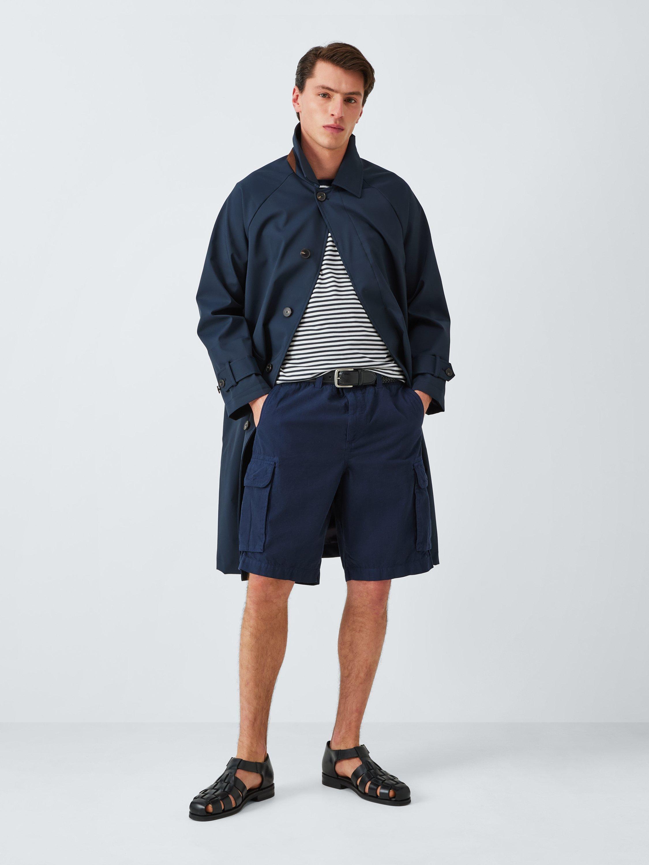 Product image 3 of 6, which shows John Lewis Supima Cotton Regular Fit Crew Neck Stripe T-Shirt, Navy/Egret, S