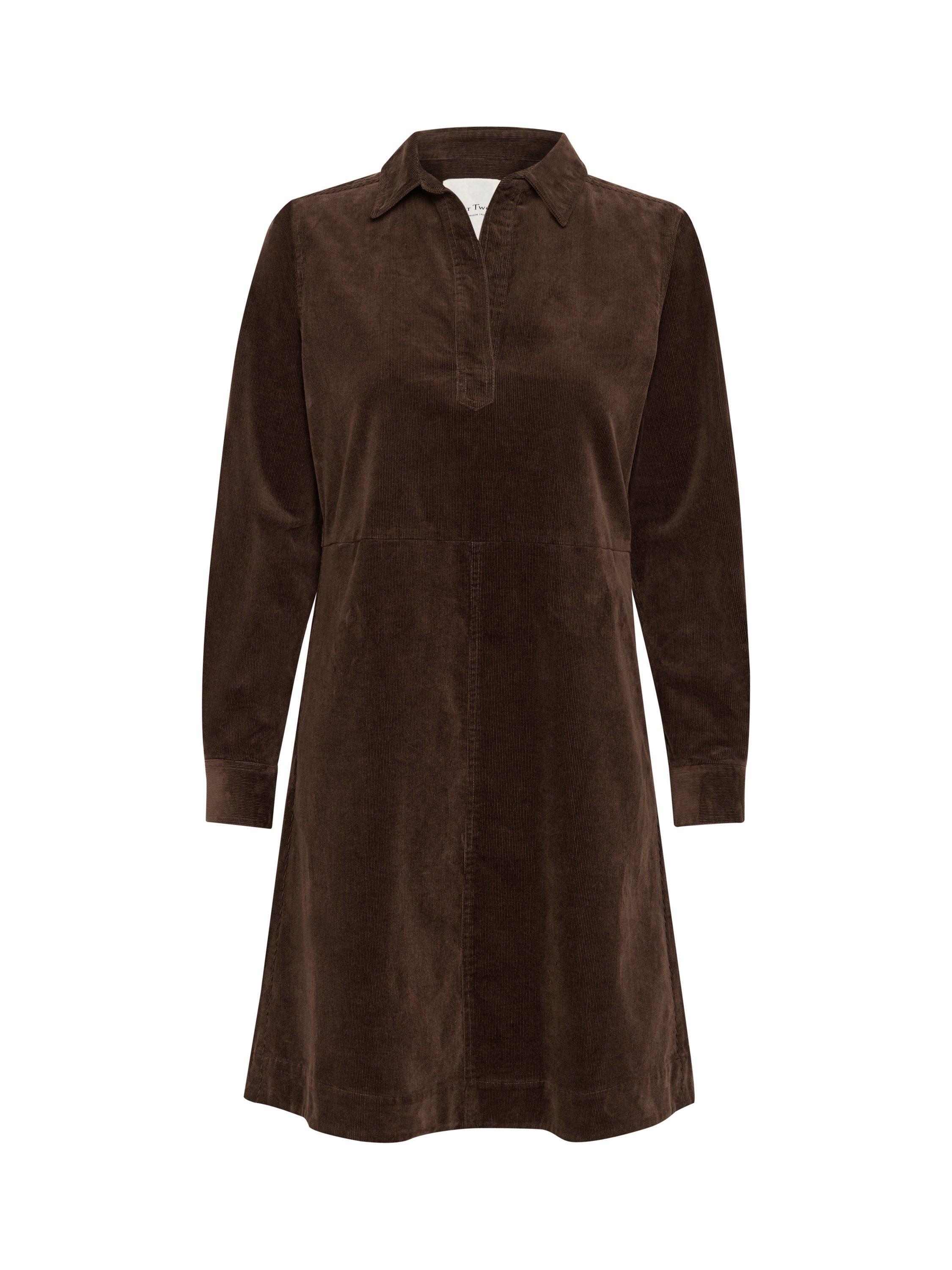 Product image 1 of 2, which shows Part Two Lilje Corduroy Mini Shirt Dress, Hot Fudge, 8