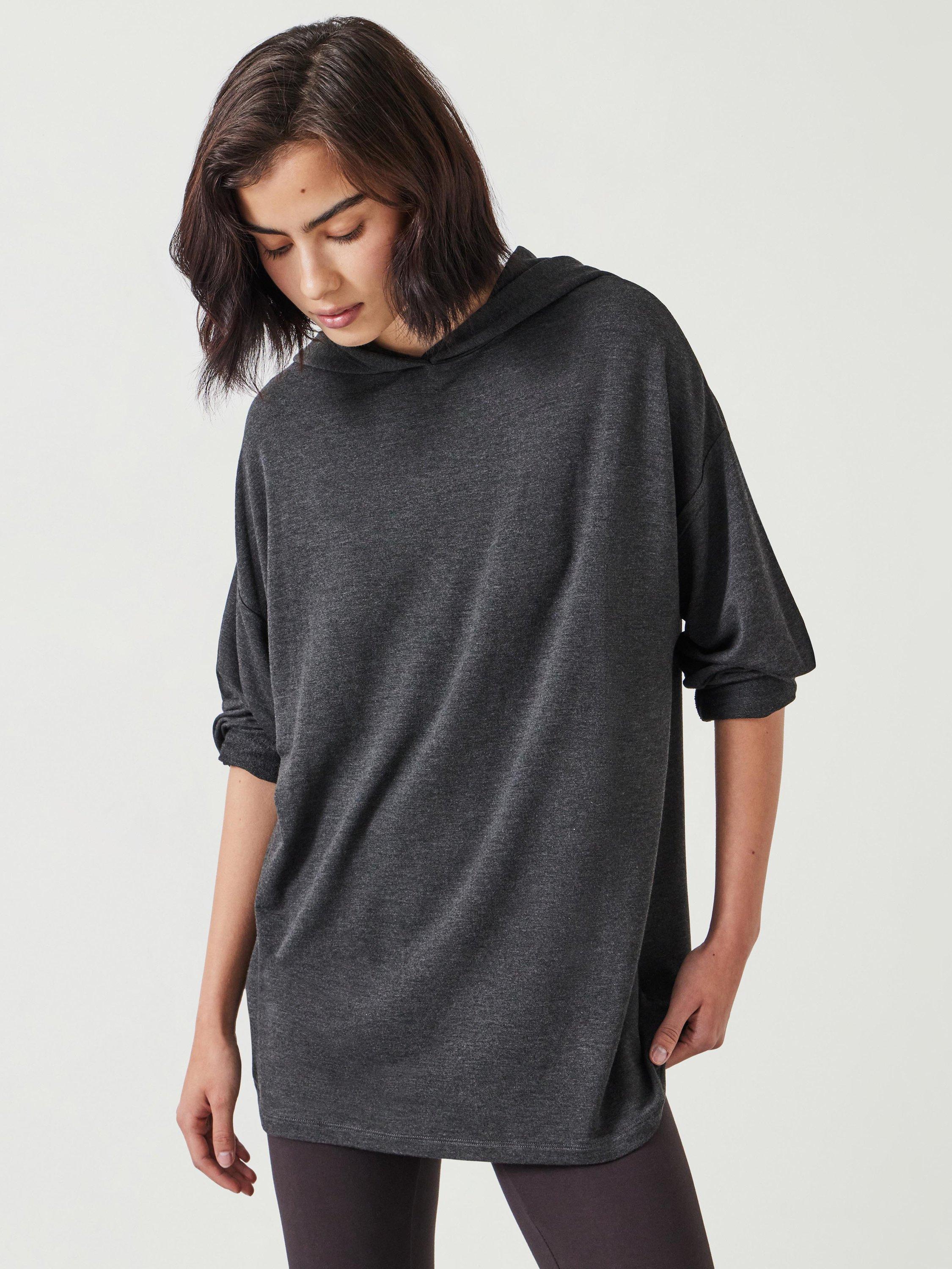 Product image 1 of 6, which shows HUSH Noah Lightweight Oversized Hoodie, Grey, XXS-XS