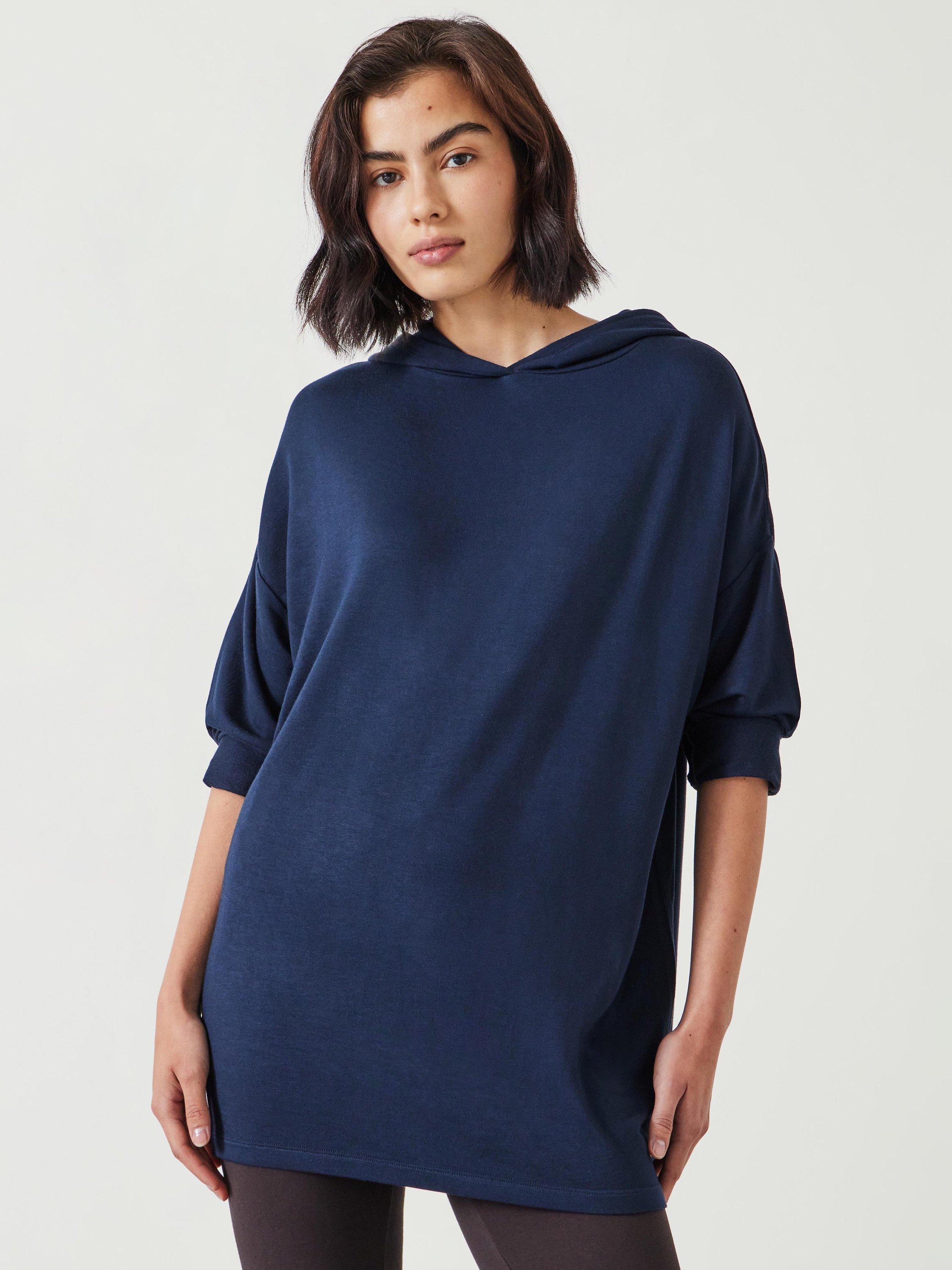 Product image 1 of 6, which shows HUSH Noah Lightweight Oversized Hoodie, Navy, XXS-XS
