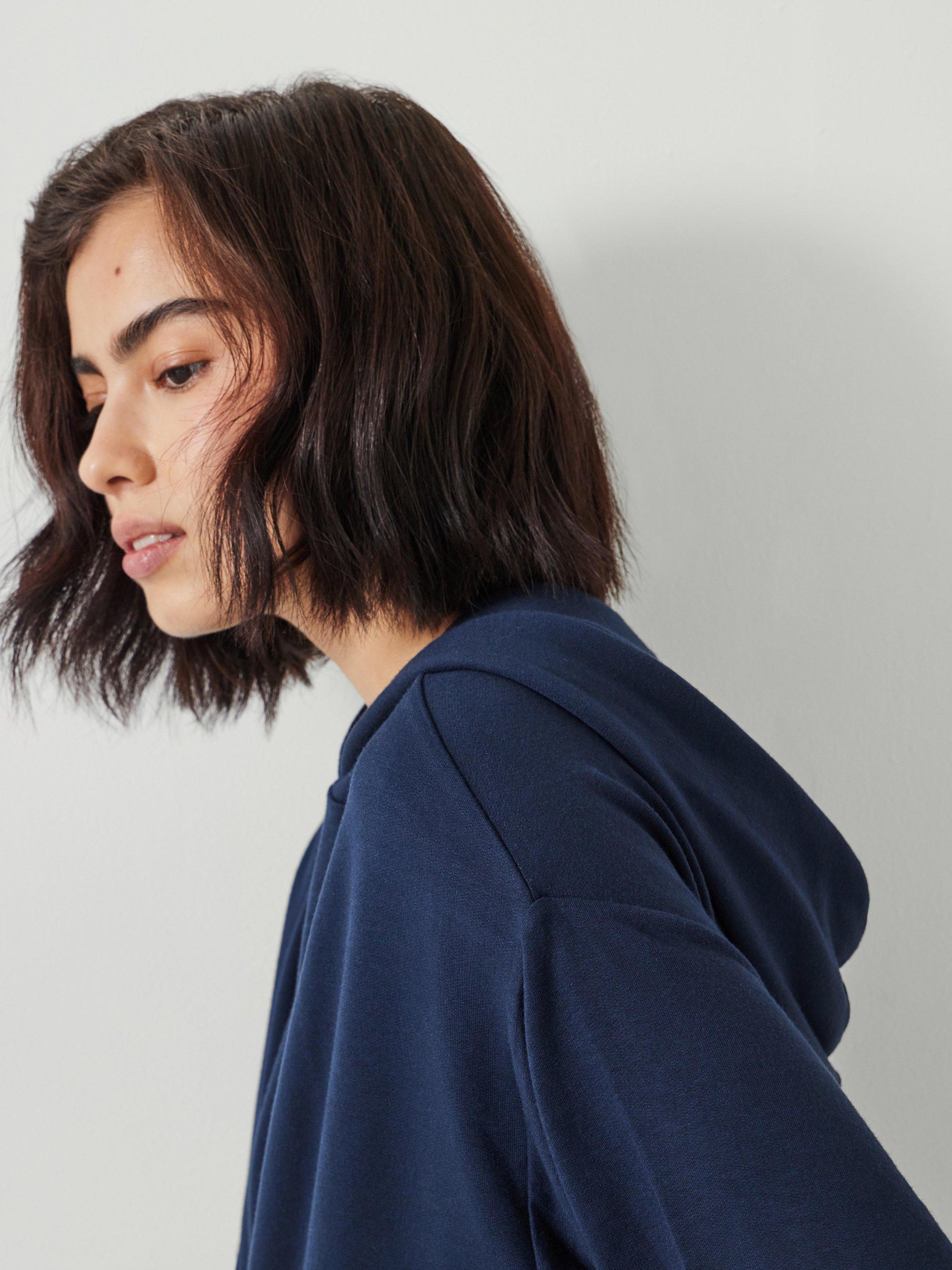 Product image 5 of 6, which shows HUSH Noah Lightweight Oversized Hoodie, Navy, XXS-XS
